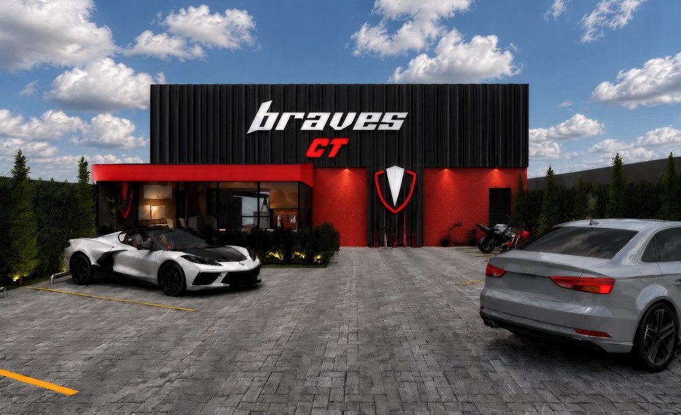 Estacionamento e fachada externa da nova unidade BRAVES em São José dos Pinhais